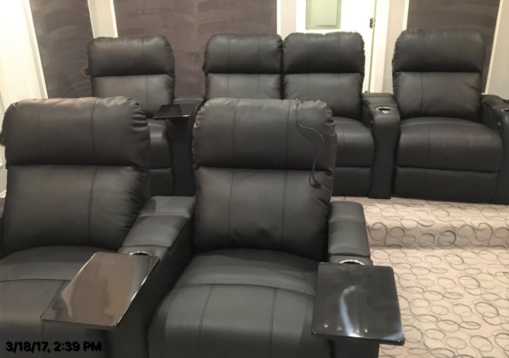 Transmotion Delivery Assembly Installation Relocation Zheijang Ausen Industry Genoa Black Power Recliner Theater Chairs (1) in home theater movie theater black 