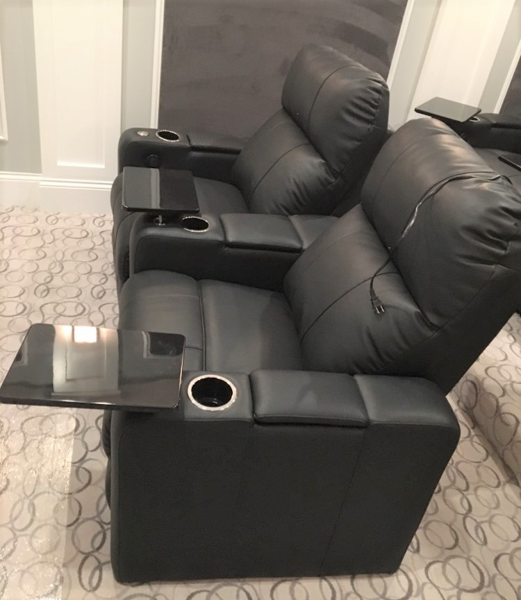 Transmotion Delivery Assembly Installation Relocation Zheijang Ausen Industry Genoa Black Power Recliner Theater Chairs (2) in home theater movie theater black 