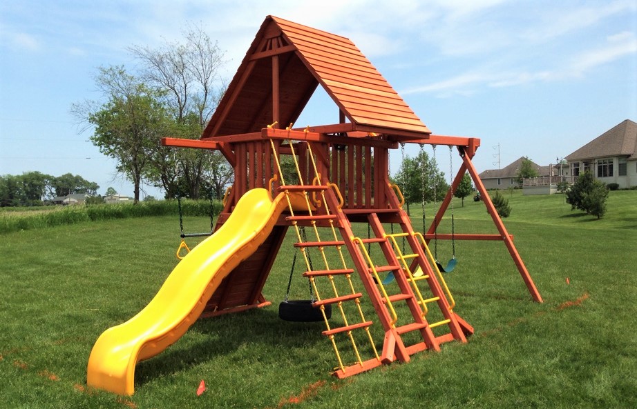 Transmotion Delivery Assembly Installation Relocation of Escalade Sports Lions Den Playset in Crown Point IN Indiana California Illinois Wisconsin Washington Michigan Playset Kids Fun Outdoors Friends Family Children Summer Spring Fun America