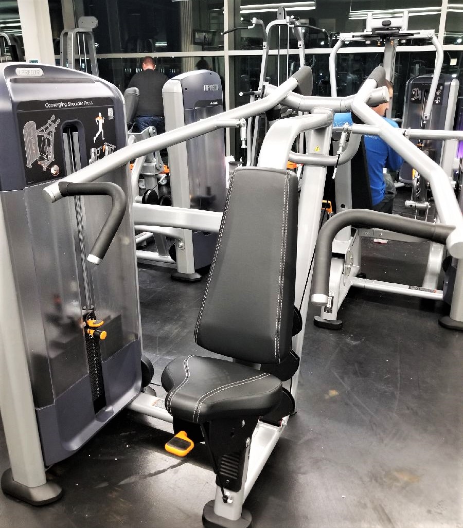 Transmotion Delivery Assembly Installation Relocation of Precor Fitness Converging Shoulder Press Detroit MI Michigan Wisconsin Indiana Illinois Caliifornia Washington gym Commercial