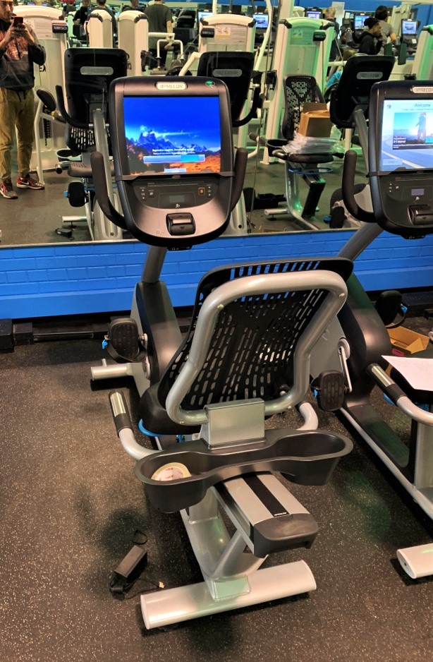 Transmotion Delivery Assembly Installation Relocation of RBK885 Recumbent Bike Birmingham MI YMCA Michigan Illinois Wisconsin Washington California Gym Commercial YMCA Precor Fitness