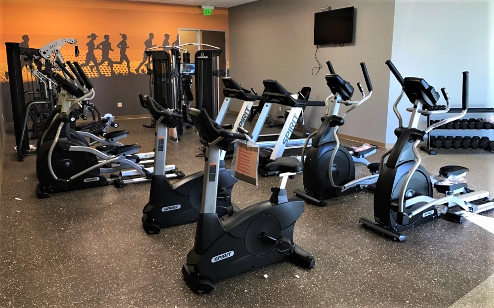 Transmotion Delivery Assembly Installation Relocation of Two SPIRIT 800345 CU 800 UPRIGHT BIKE Rocklin CA Multiple Fitness Equipment Washington California Illinois Wisconsin Indiana Sports Health Muscle Gym