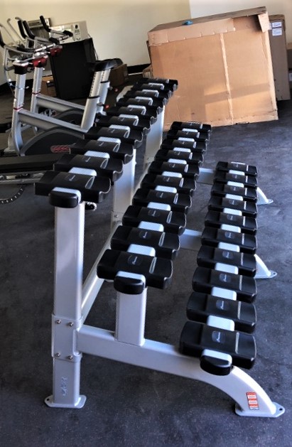Transmotion Delivery Assembly Installation Relocation of a 8-UB ST Upright Bike NP Bench Np Dumbbell Rack in Walnut Creek CA California Wisconsin Indiana Illinois Michigan IL IN MI Washington WA High School Fitness Healthy Students