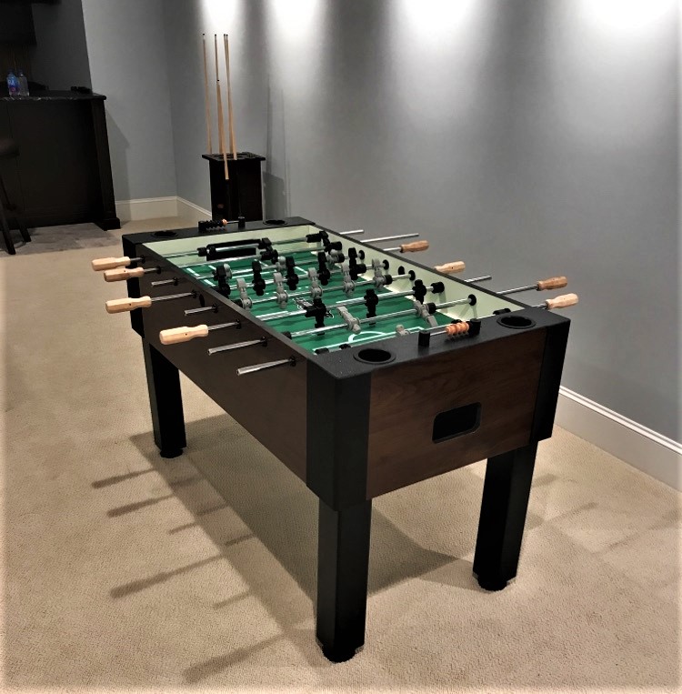 Transmotion Delivery Assembly Installation Relocation of a Brunswick Billiards Euro Scorer Foosball and Smash 7.0 Table Tennis Table in Hinsdale IL Illinois Indiana Wisconsin Washington California Michigan Fun Games Family Friends America Basement Mancave Entertaining Entertainment