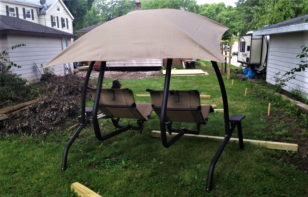 Transmotion Delivery Assembly Installation Relocation of a Sunset Swings 422L 2-Person Swing in Milwaukee MI Michigan California Illinois Indiana Wisconsin Swing Backyard fun Summer Friends Family