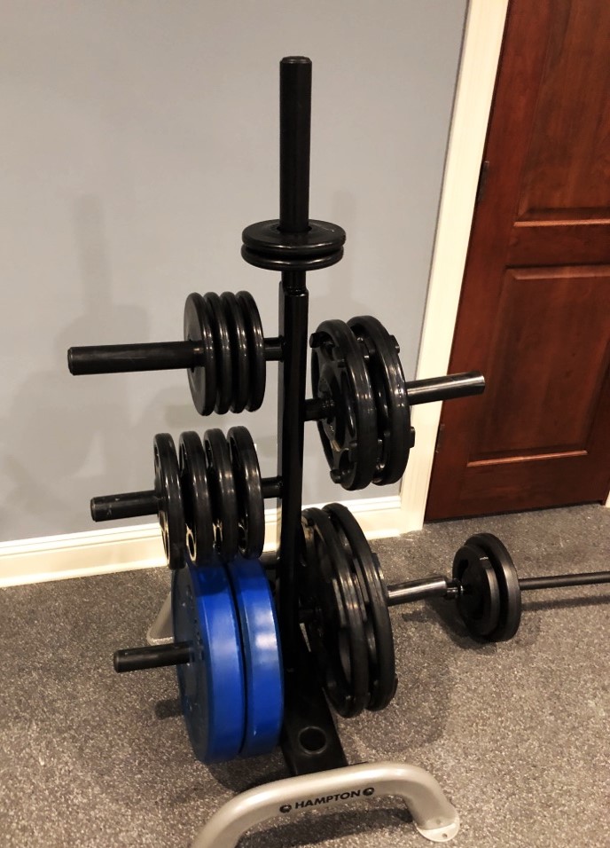 Transmotion Delivery Assembly Installation Relocation of a Hampton Fitness Plate rack and a Set of Hampton Rubber Grip Plates in Plainfield IL Illinois Indiana Michigan California Wisconsin Washington Rack Weights Muscle Gain Fit Fitness Lifestyle Fun Gym Train Training Workout America United States Basement