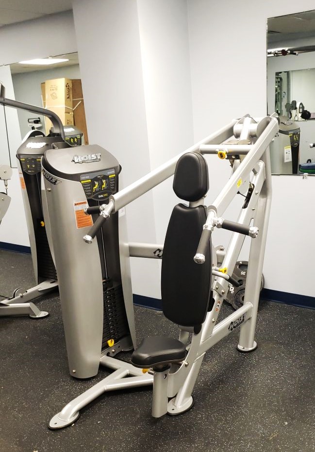 Transmotion Delivery Assembly Installation Relocation of Hoist Fitness HD-3300 Chest Press and a HD-3900 Pec Fly in Hobart IN California Washington Wisconsin Michigan Indiana Illinois Muscle Gain Train Training Gym Home Fit Fitness Health Healthy Lifestyle America United States
