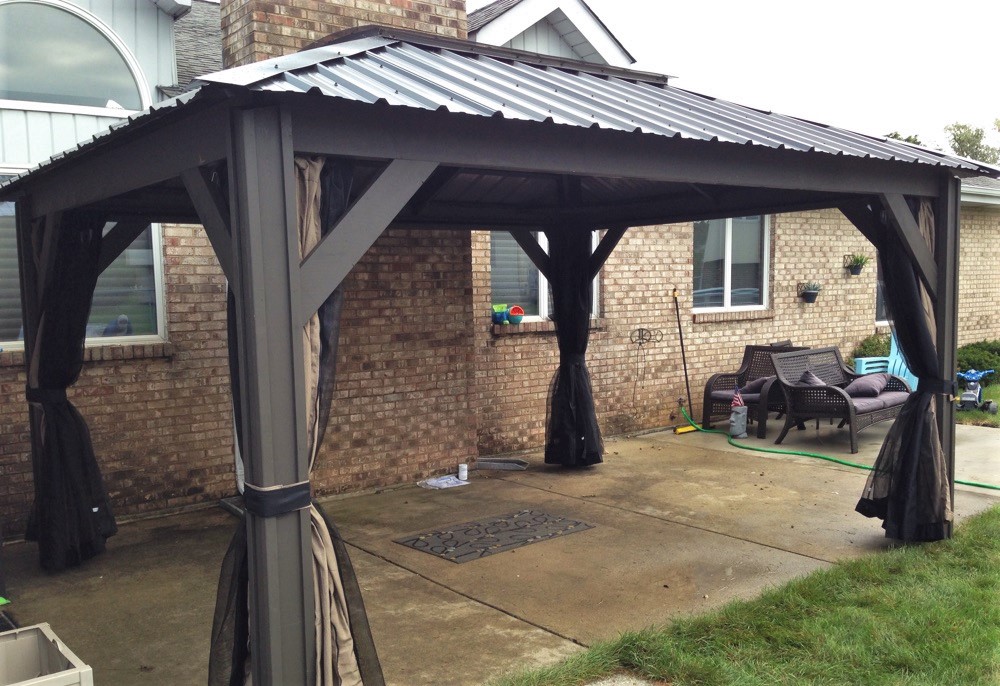 Transmotion Delivery Assembly Installation Relocation of a Visscher 11X14 Verona Gazebo in Tinley Park IL Illinois Indiana Wisconsin Washington Michigan California Summer Sunny Warm Weather Fun Family Friends Party Dinner Dining Lunch Modern Design Stylish America United States