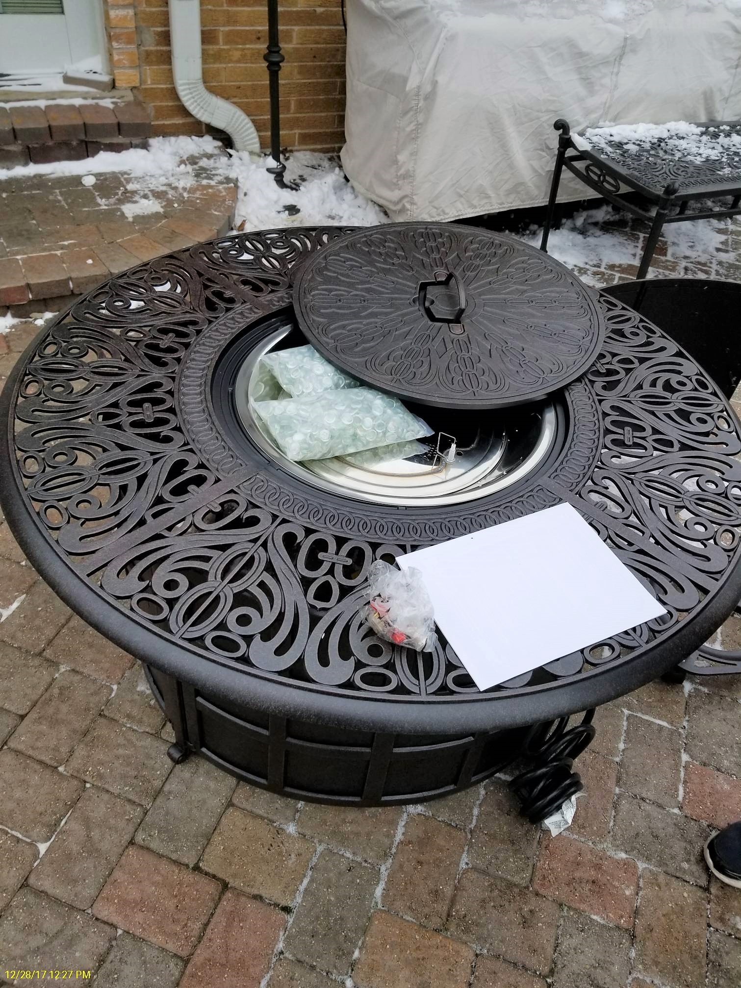 Installation Of Patio Furniture, Tuscany Fire Pit Table