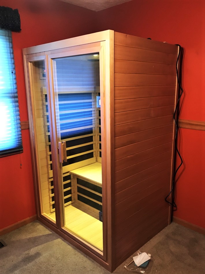 Transmotion Delivery Assembly Installation Relocation of Saunatec inc. 2-Person Traditional Bluetooth Stereo Sauna in Portage IN Illinois Indiana Wisconsin Washington Michigan California Sauna Home Healthy Fun Relax Friends Family Fit Fitness Lifestyle America Steam